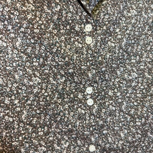 Eddie Bauer, Brown and Cream Micro Floral Button Down Shirt. Size Small. - Picture 3 of 6